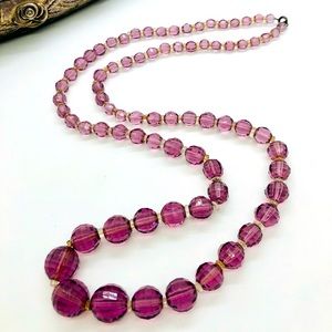 Vintage Art Deco Amethyst Czech Glass Bead Necklace 💜
